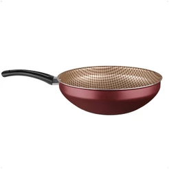 Panela Wok Frigideira Antiaderente 28cm Cabo Antitermico Flora Capacidade de 4,3 Litros Cereja MTA - 8905