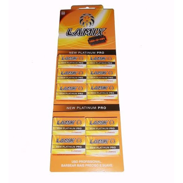 50 lâminas Lamix - 1 Cartela com 50 Lâminas de Barbear  - Lamix New Platinum Pro em Oferta na Shopee
