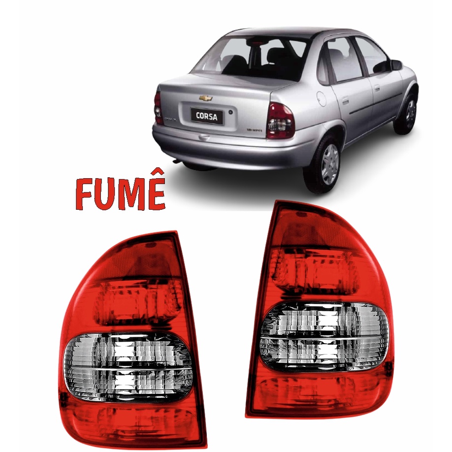 Par Lanterna Traseira Fumê Corsa Classic 2000 2001 2002 2003 2004 2005 2006 2007 2008 2009 Life Spirit Super VHCE