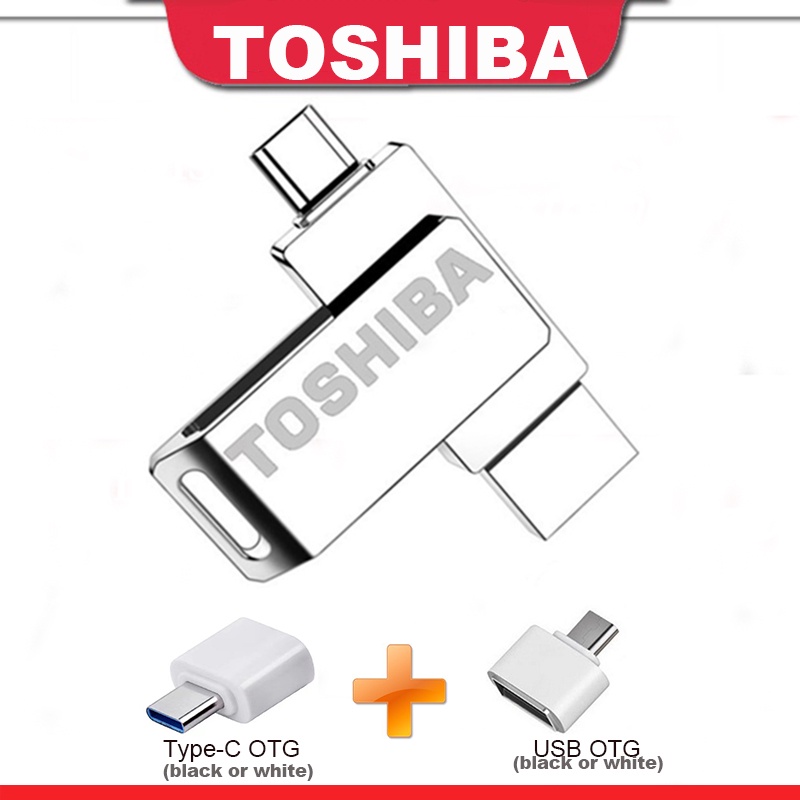 Toshiba USB Flash Drive Pen De Metal 128GB Tb 1 2TB 2.0 2 Em 1 Dupla De Memória Com Livre OTG