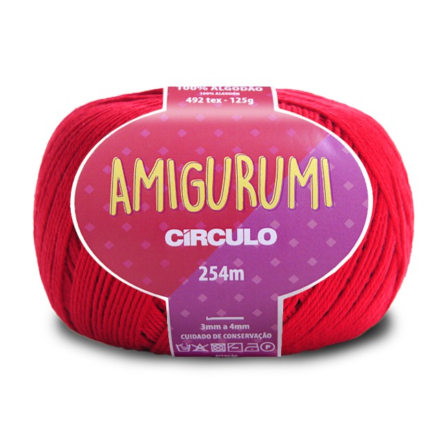 Linha Amigurumi 100% Algodão 254 metros Circulo 492 TEX Barbante para Crochê e Tricô