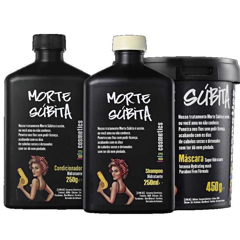 Lola Cosmetics morte subita Kit 3 produtos: Shampoo, Condicionador e Máscara 450g