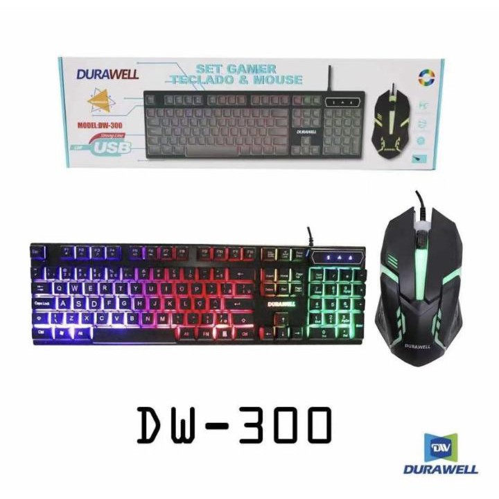 Kit Teclado Mouse Gamer Rgb Semi Mecânico 3200dpi Multimídia