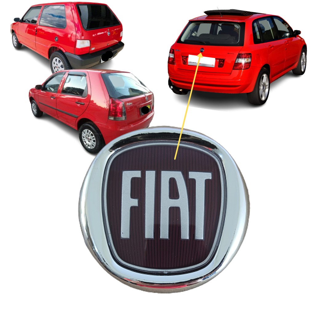 Emblema Porta Mala Fiat Uno FIRE e Palio G3 2008 2009 2010 Stilo 2008 a 2011 cromado diâmetro 7,5 cm