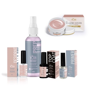 KIT DESIGN UNHA HIGIENIZANTE PRIMER TOP COT DESIDRAT E GEL VÓLIA