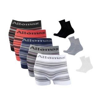 Kit 10 Cuecas Altomax Listradas + 10 Meias Sortidas M15