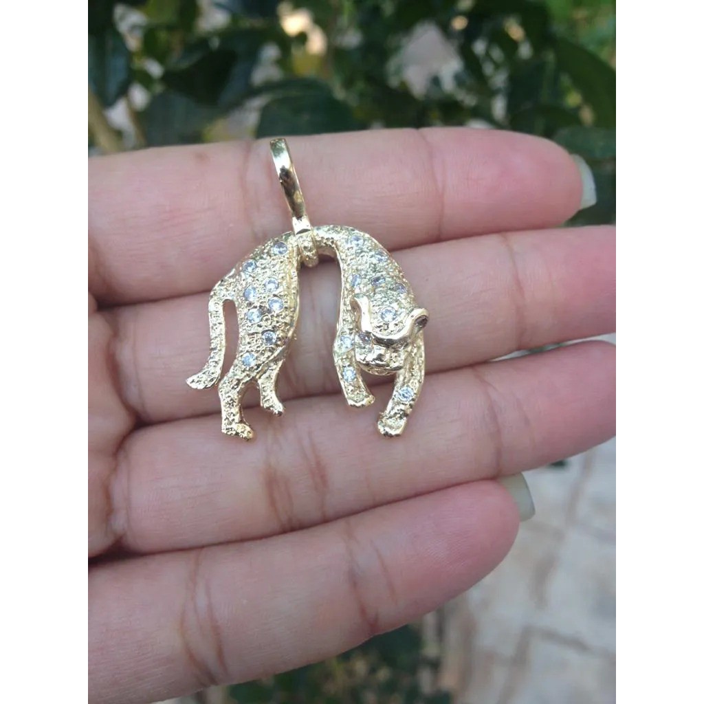 Pingente de Pantera Cravejado Banhado Ouro em Oferta na Shopee