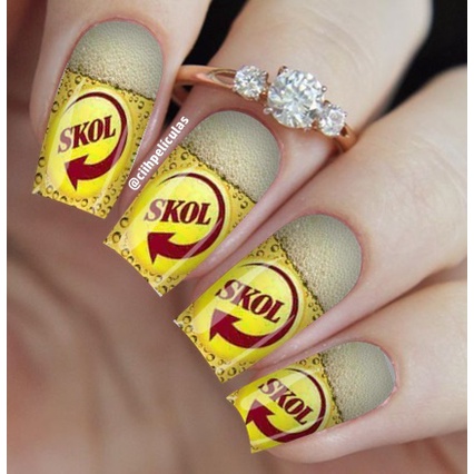 PELÍCULAS DE UNHAS COM 12 ADESIVOS NA CARTELA | CERVEJA MD:02 | Acessório de unha | Manicure | decoração de unha | nails | esmaltes