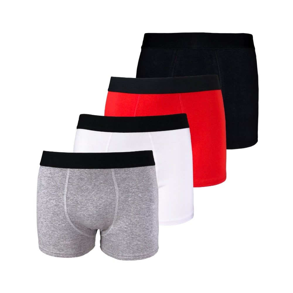 Kit 4 Cuecas Boxer Box Cotton Algodão Lisa Básica Casual