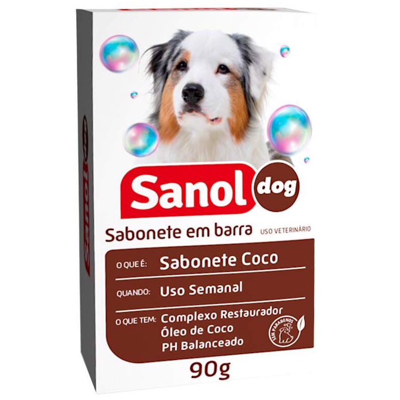 Sabonete Sanol Dog Coco para Cachorro Cães e Gatos 90g