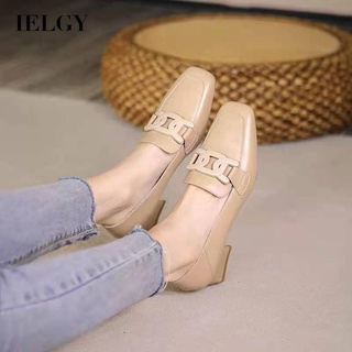 IELGY Mocassins Femininos Estilo Britânico Fivela De metal Dedo Do Pé Quadrado Pequenos Sapatos De Couro