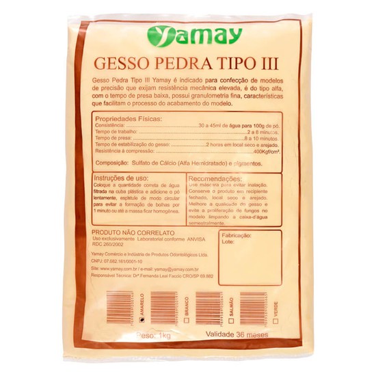 Gesso pedra amarelo e Branco tipo III 1kg - Yamay em Oferta na Shopee