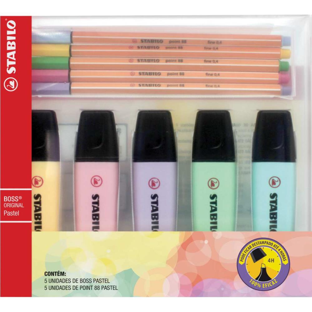 Marca Texto Stabilo 5 Boss Pastel 5 Point Sertic Kit Shopee