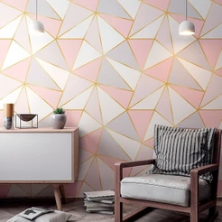 Papel De Parede Zara Rosê Gold Sala Quarto Geométrico 3mts