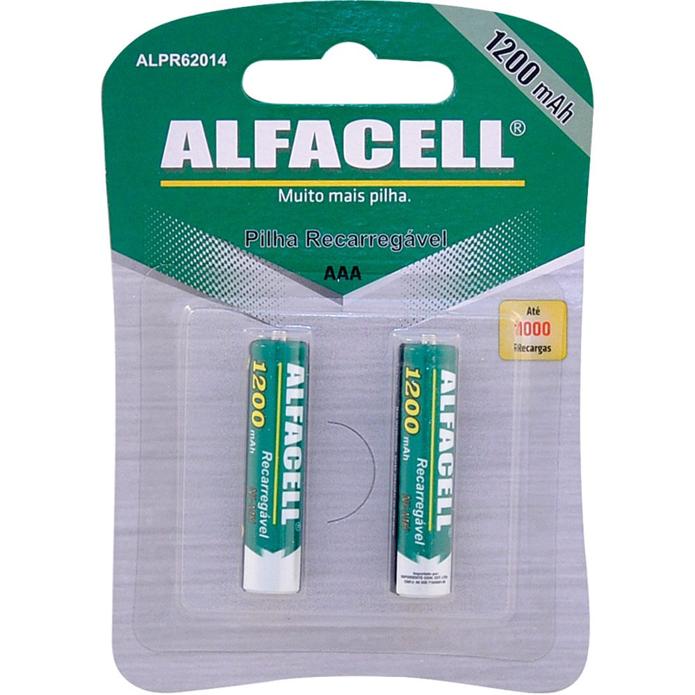 Pilha Recarregável Palito com 2 Unidades 1200mAh Alfacell - Home Appliances