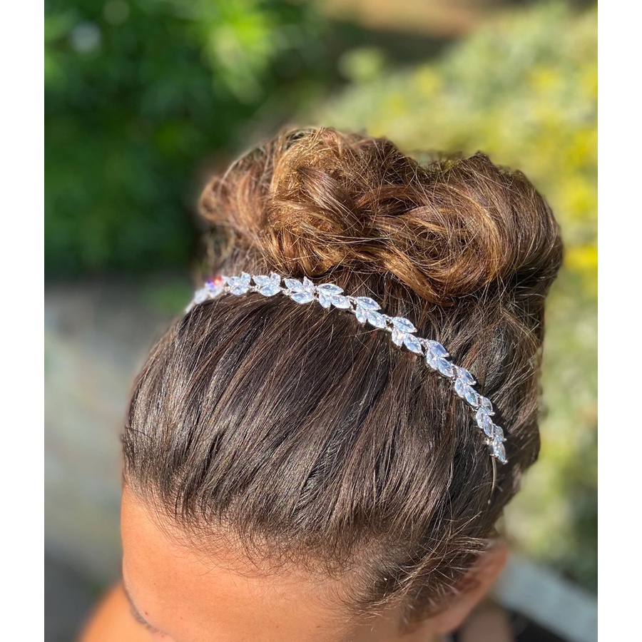 Tiara porta coque zircônia brilho para penteado noiva festa 15 anos  casamento cabelo | Shopee Brasil