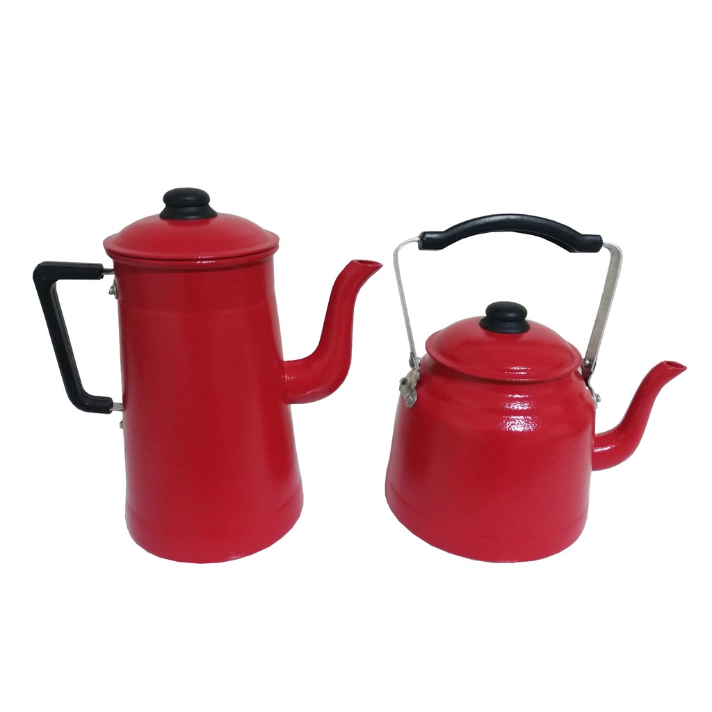 Kit Conjunto Bule 1.8L E Chaleira 1.7L Vermelho Texturizado