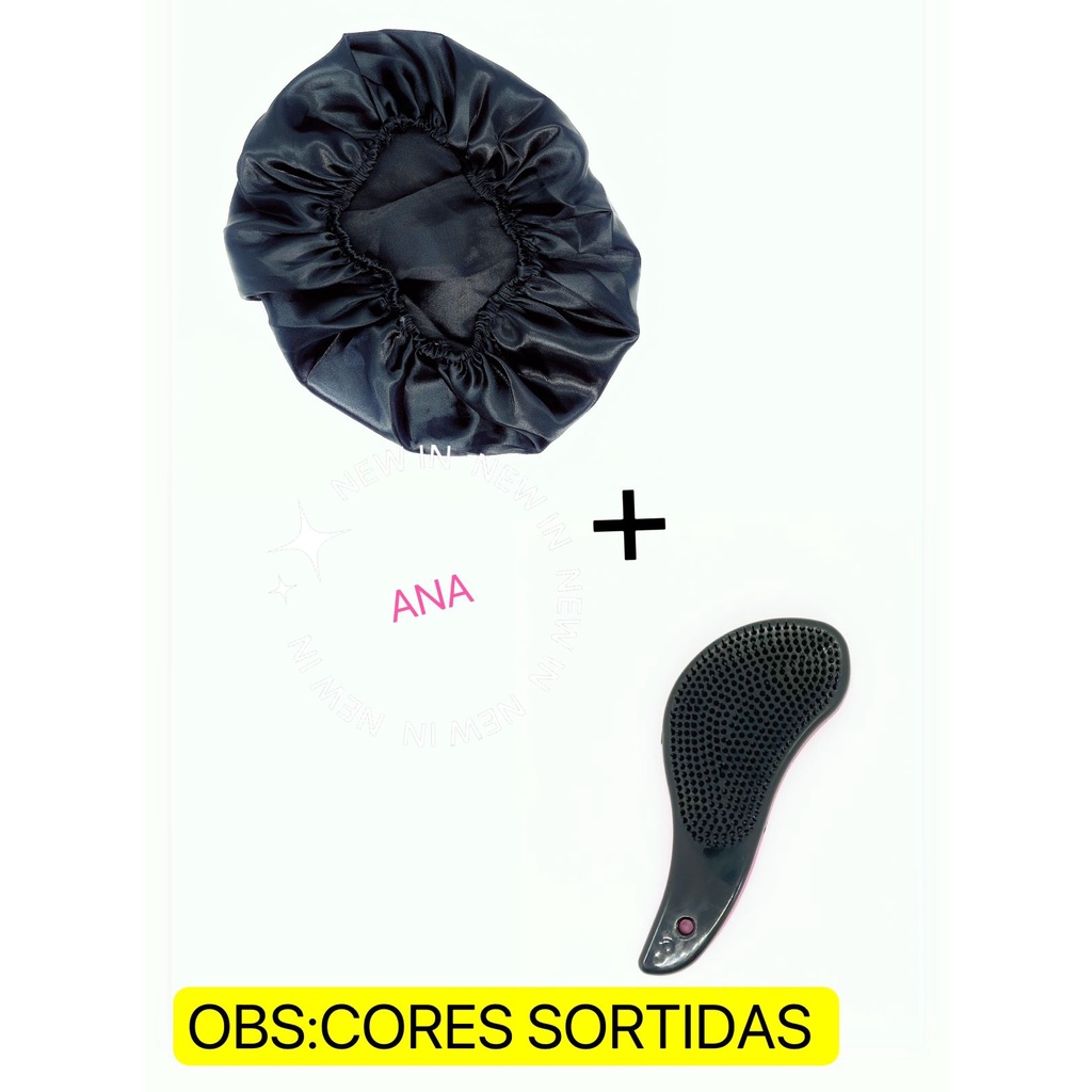 Kit De Escova Magica+touca De Cetim em Oferta na Shopee