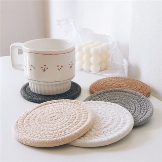 ins Porta-Copos Simples Estilo Coreano Japonês Nostálgico De Tecido Cor Lisa Antiderrapante Resistente Ao Calor Anti-Queimadura Decoração