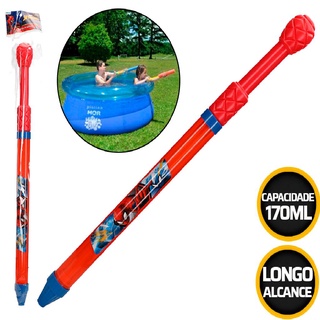 Lança Água Longo Alcance Tubo 170ml Spiderman Infantil