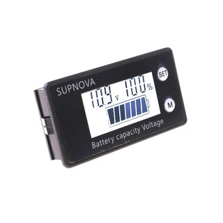Voltímetro Dc Lcd Digital e Termômetro 12v 24v 36v 48v Medidor Carga Bateria Branco