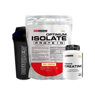Kit Whey Optimum Isolate Protein 900g + Power Creatina 100g + Coqueteleira - Kit Para Ganho de Massa Muscular Magra e Força Durante os Treinos - Bodybuilders