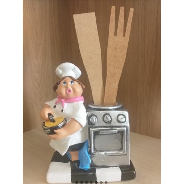 2 Cozinheira Porta Talher Decoração Cozinha Boleira Enfeite