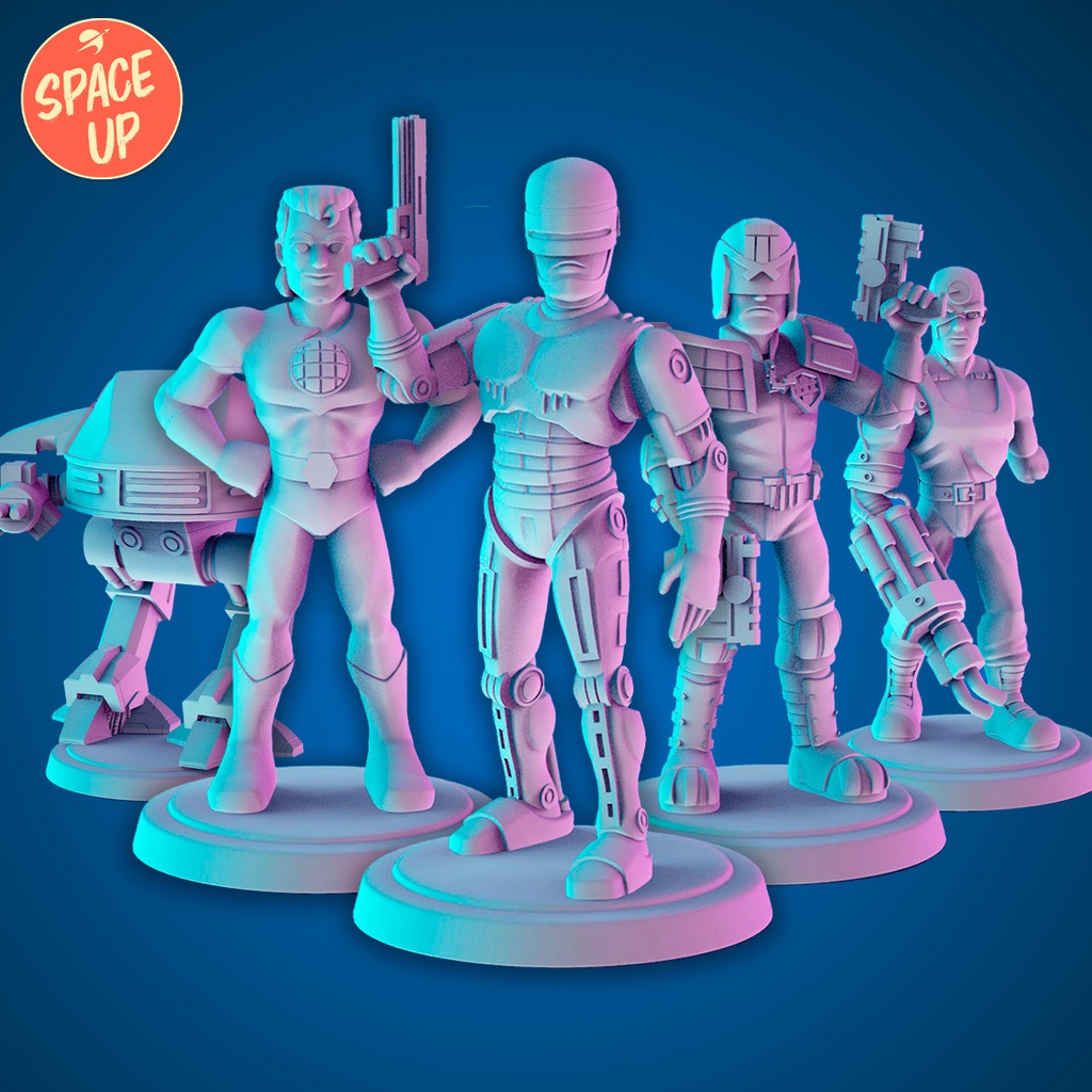 Heróis dos Anos 90 Robocop Juiz Dredd Capitão Planeta Rocket Man e Outros Miniaturas Para RPG Pintura Decoração