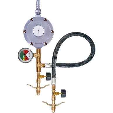 Kit Gás 5kg P/ 2 Botijões C Entrada P/ Mangueira + Manômetro