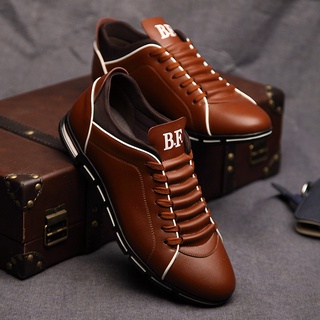 2022 Primavera Outono Novos Homens Sapatos Casuais Tênis Moda Sólida Couro Formal Negócios Esporte Plano Redondo Dedo Leve Respirável