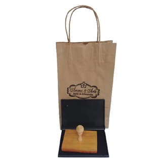 Carimbo Personalizado Até 5x5 + Carimbeira. Para Sacola Kraft em Oferta na Shopee
