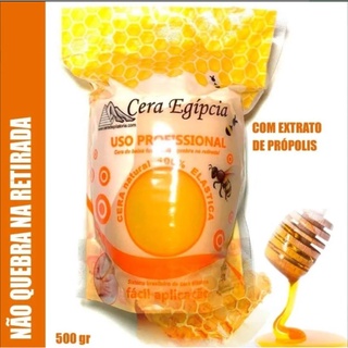 Cera Egípcia Depilatória Mel 500g Elástica, Método Espanhol, Mel