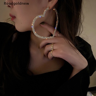 RGN Moda Grande Coração Cristal Hoop Brincos Para Mulheres Geométricos De Strass em Oferta na Shopee