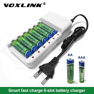 6 Slots Carregador Rápido De Bateria Cabo USB Proteção De Sobrecarga AA/AAA Estação De Alta Qualidade Recarregável