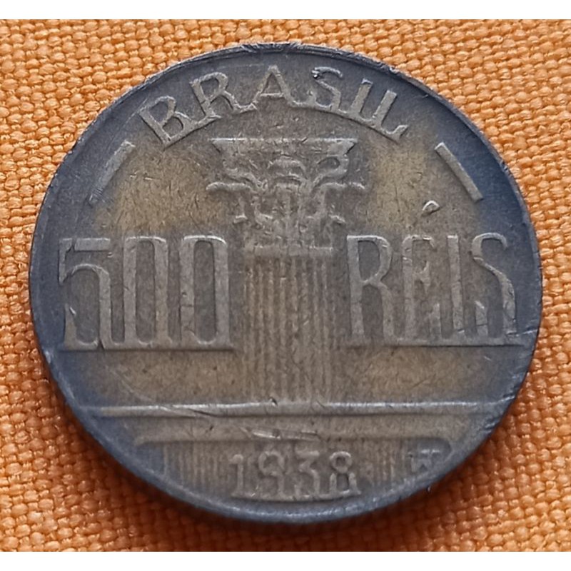 500 Réis 1938. Pequena Sobea de Metal. Elimatec Moedas Antigas.
