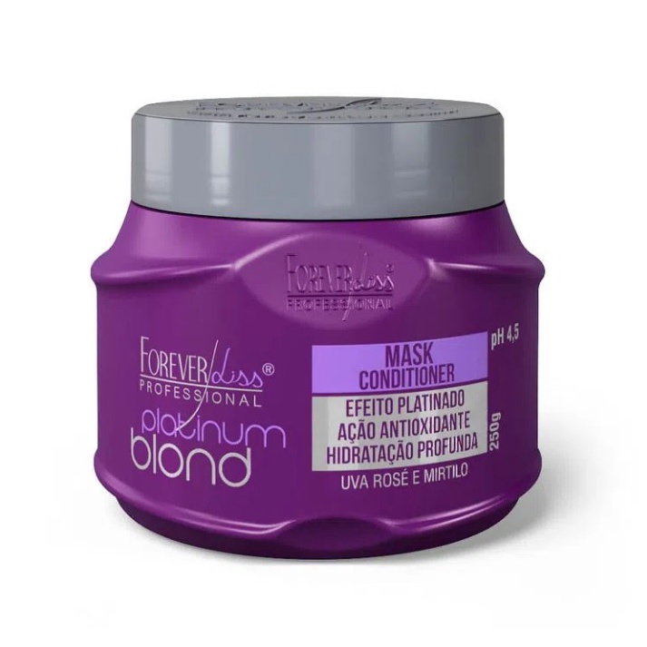 Máscara Matizadora Platinum Blond Forever Liss 250g Efeito Platinado Hidratação