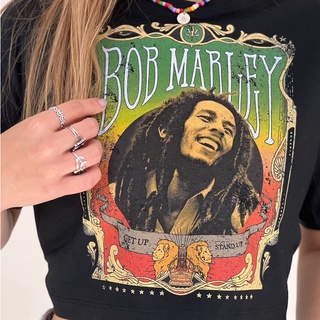 Cropped Comfy Bob Marley - Preto