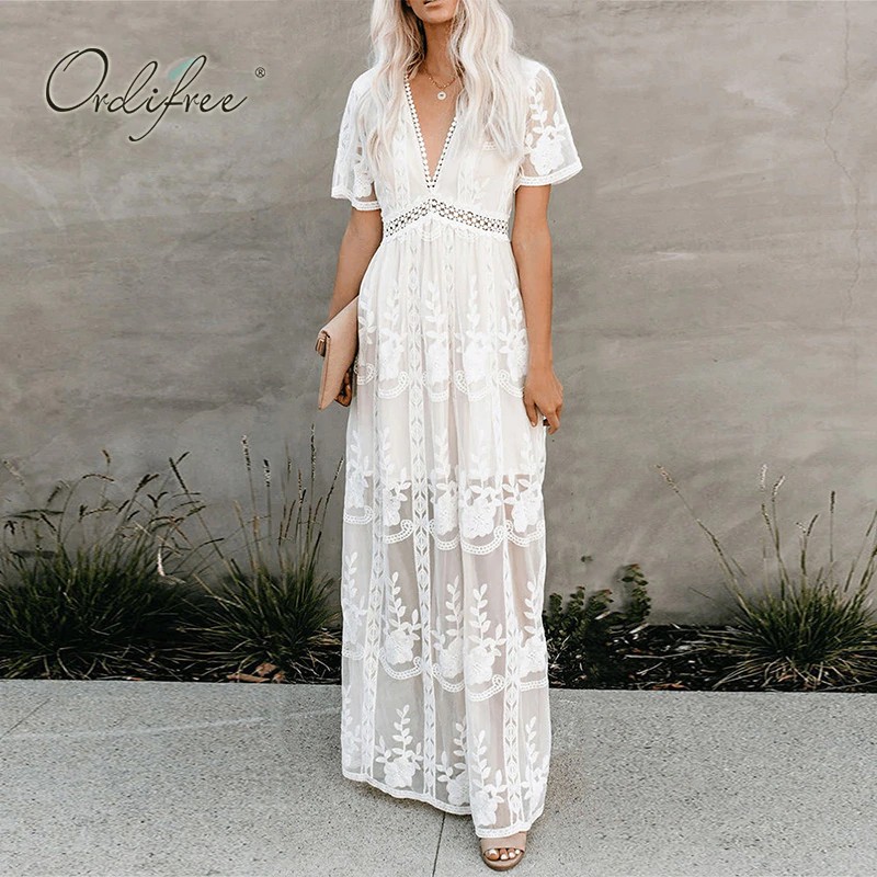 maxi boho lace dress