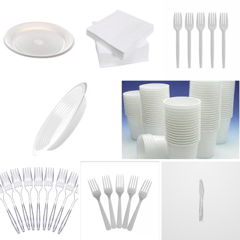 100 copos desc colorido 10 cores 100 copos desc branco ou transp 150 pratos tam 21 fundo 100 pratos tam 15 colorido(nesses cores de cima) 100 garfinhos coloridos 150 garfos refeição  100 guardanapo colorido 100 guardanapo branco