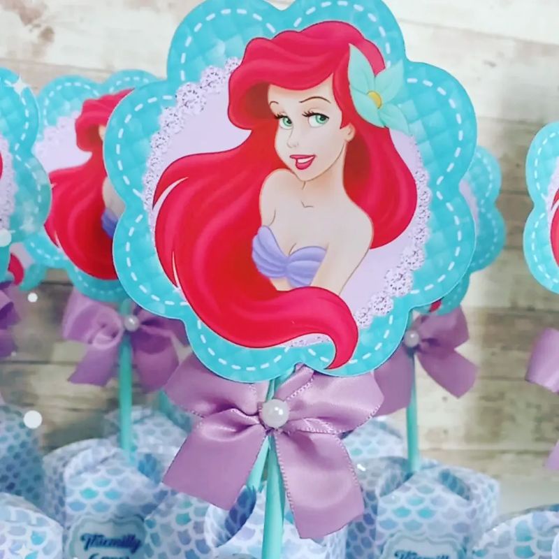 Kit Centro de mesa ARIEL PEQUENA SEREIA|Arranjo de mesa|Enfeite mesa|Cachepô|Lembrancinha Festa Infantil|Personalizados
