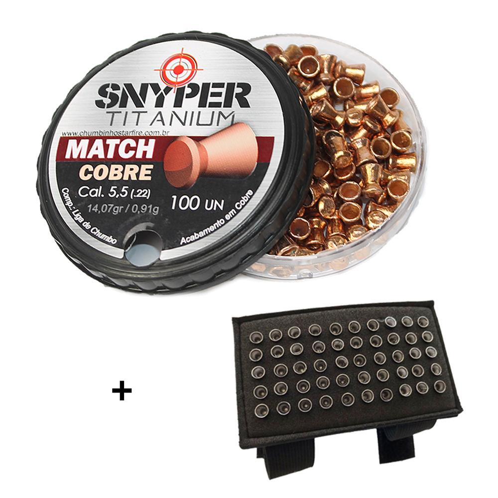 Chumbinho Titanium Match Cobre 5.5mm - Snyper + Porta Chumbo - Sports & Outdoors