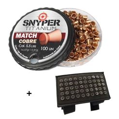 Chumbinho Titanium Match Cobre 5.5mm - Snyper + Porta Chumbo