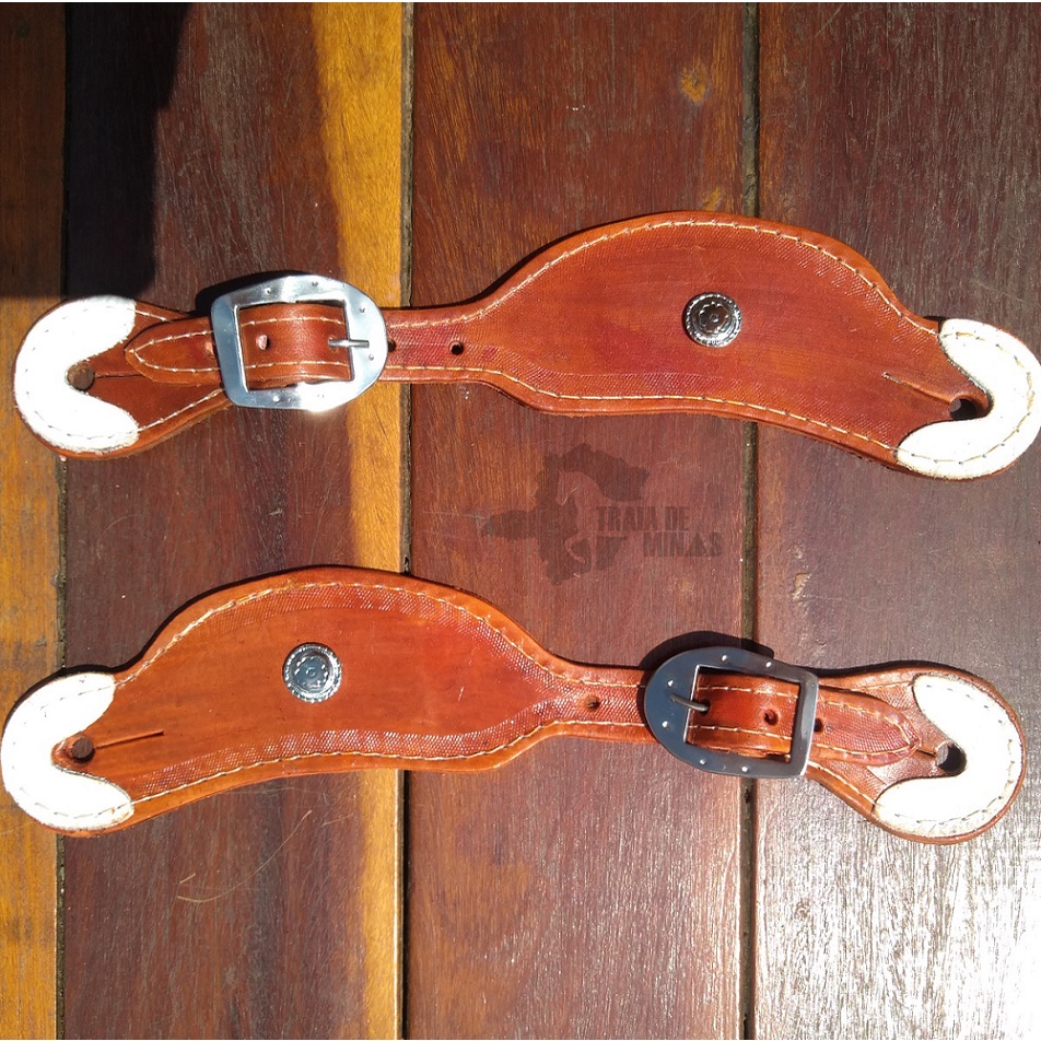 Correia de espora Quarto de Milha luxo com ferragens de INOX e apliques de metal super resistente
