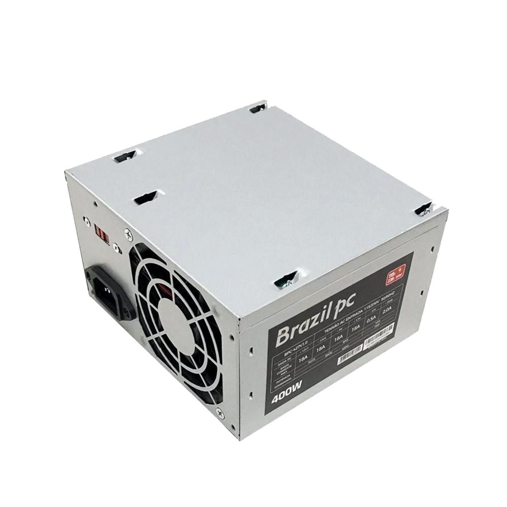 Fonte de Alimentação Pc ATX 400w Reais 24 Pinos 3xSata 2xHdd Bivolt 115V/230V Prata