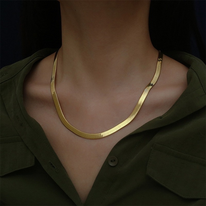 Colar De Ouro De Moda 24K 5MM/50CM Lâmina De Osso Cobra & amp ; Jóias Femininas Presentes