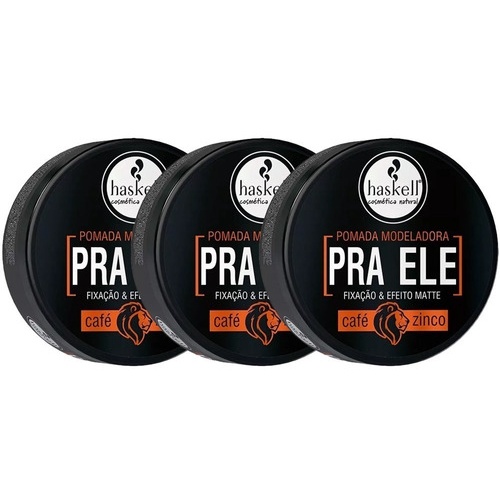 Haskell Cosméticos 3 Pomadas Modeladora Barba Pra Ele 55g