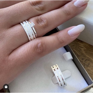 Par de Alianças de Namoro Anatómicas prata 950 5mm Diamantada + Anel Solitario 925 em Oferta na Shopee