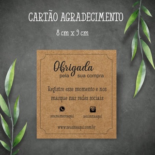 Cartão de agradecimento em papel kraft para embalagens e caixas