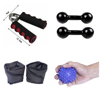 kit Fisioterapia Para Fortalecimento Halter de Meio Kg + Caneleira 1 Kg + Bolinha Para Fisioterapia + Hand Grip