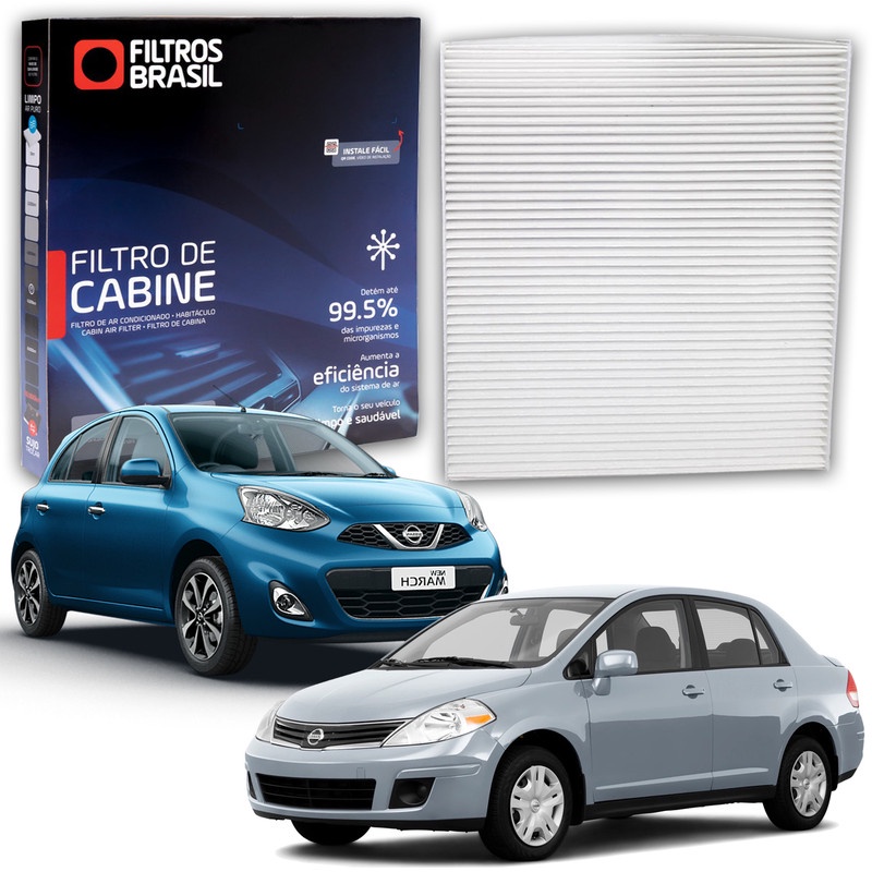 Filtro da Cabine Ar Condicionado para Nissan March S SR SV SL Nissan Versa - Spare Parts and Accessories for Vehicles
